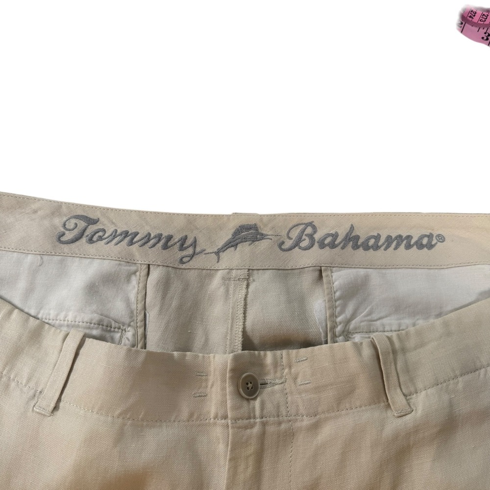 Tommy Bahama Mens 38x32 Beige Linen Silk Blend Relaxed Straight Leg Pants Resort - Picture 3 of 9